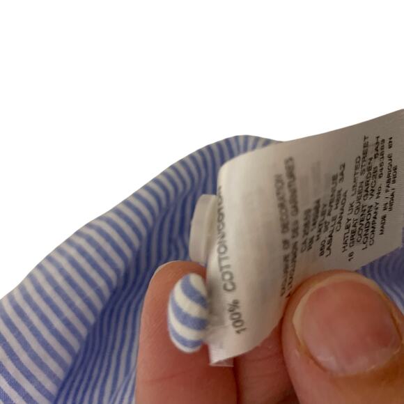 Hatley Blue Pinstriped Flutter Sleeve Embroidered Dress - Picture 5 of 6